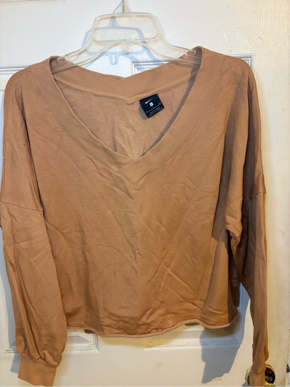 Nike V-Neck Pullover crop Sweatshirt - Tan